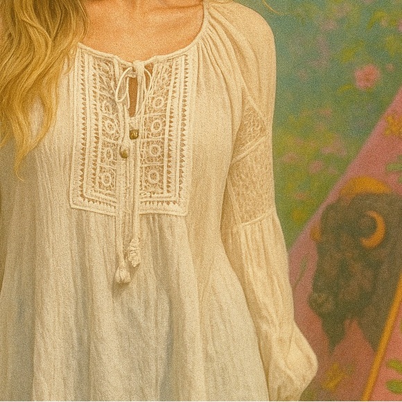 Ardene Cream Lace Detail Women's Tunic - Size L - Picture 1 of 12